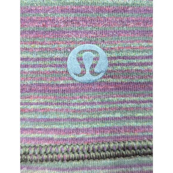 LULULEMON Mens T-Shirt - Maroon Stripe, Short Sleeve, Crew Neck - Picture 2 of 4